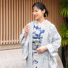 画像をギャラリービューアに読み込む, 着物 レース 羽織 ブルー はおり 長羽織 Mサイズ Lサイズ レディース ロング丈 ひざ下 長め 花柄 羽織り 春 初夏 秋 塵よけ 薄物 カーディガン 女性