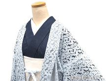画像をギャラリービューアに読み込む, 着物 レース 羽織 ブルー はおり 長羽織 Mサイズ Lサイズ レディース ロング丈 ひざ下 長め 花柄 羽織り 春 初夏 秋 塵よけ 薄物 カーディガン 女性