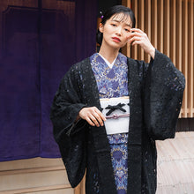 画像をギャラリービューアに読み込む, 着物 レース 羽織 黒 レース はおり 長羽織 Mサイズ Lサイズ レディース ロング丈 ひざ下 長め 花柄 羽織り 春 初夏 秋 塵よけ 薄物 カーディガン 女性