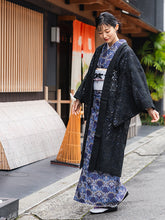 画像をギャラリービューアに読み込む, 着物 レース 羽織 黒 レース はおり 長羽織 Mサイズ Lサイズ レディース ロング丈 ひざ下 長め 花柄 羽織り 春 初夏 秋 塵よけ 薄物 カーディガン 女性