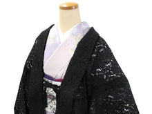 画像をギャラリービューアに読み込む, 着物 レース 羽織 黒 レース はおり 長羽織 Mサイズ Lサイズ レディース ロング丈 ひざ下 長め 花柄 羽織り 春 初夏 秋 塵よけ 薄物 カーディガン 女性