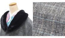 画像をギャラリービューアに読み込む, 着物 コート 冬 ケープコート 4色 薄グレー チェック ブラック ベージュ 冬用 コート ポンチョ ウール混 着物コート へちま衿 ファー取り外し可能 和装 和服