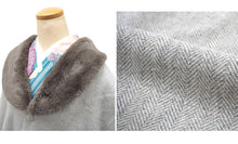 画像をギャラリービューアに読み込む, 着物 コート 冬 ケープコート 4色 薄グレー チェック ブラック ベージュ 冬用 コート ポンチョ ウール混 着物コート へちま衿 ファー取り外し可能 和装 和服
