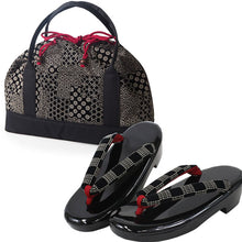 画像をギャラリービューアに読み込む, 印伝調お出かけ3点福袋 2024福袋 着物 バッグ 草履 足袋タイツ 3,000円offクーポン付き 大容量バッグ 歩きやすい ウレタン草履 セット 印伝調 和装小物 和服 着物 新春 福袋