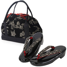 画像をギャラリービューアに読み込む, 印伝調お出かけ3点福袋 2024福袋 着物 バッグ 草履 足袋タイツ 3,000円offクーポン付き 大容量バッグ 歩きやすい ウレタン草履 セット 印伝調 和装小物 和服 着物 新春 福袋