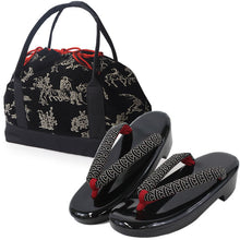 画像をギャラリービューアに読み込む, 印伝調お出かけ3点福袋 2024福袋 着物 バッグ 草履 足袋タイツ 3,000円offクーポン付き 大容量バッグ 歩きやすい ウレタン草履 セット 印伝調 和装小物 和服 着物 新春 福袋