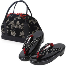 画像をギャラリービューアに読み込む, 印伝調お出かけ3点福袋 2024福袋 着物 バッグ 草履 足袋タイツ 3,000円offクーポン付き 大容量バッグ 歩きやすい ウレタン草履 セット 印伝調 和装小物 和服 着物 新春 福袋