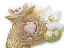 画像をギャラリービューアに読み込む, 髪飾り マム ダリア つまみ細工 造花 パール ピンク ピンク パープル ベージュ ホワイト ゴールド 菊 浴衣・着物・振袖まで使えるヘアアクセサリー