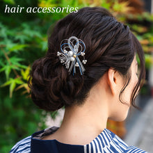 画像をギャラリービューアに読み込む, 髪飾り 水引 パール ホワイト ゴールド ブルー グレー シルバー 梅 浴衣・着物・振袖まで使えるヘアアクセサリー