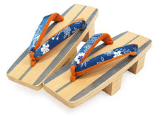 画像をギャラリービューアに読み込む, 下駄 レディース 桐 白木 藍色 ライン 台 二枚歯でカランコロンの音を楽しめる 粋な下駄 安心の日本製