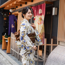 画像をギャラリービューアに読み込む, 浴衣 単品 レディース 洋花 クレマチス 鉄線 オフホワイト 単品 フリーサイズ 自分でコーディネートしたい 手持ちの帯と合わせたい方に
