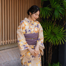 画像をギャラリービューアに読み込む, 浴衣 単品 レディース 矢絣 鉄線 ベージュ 単品 フリーサイズ 自分でコーディネートしたい 手持ちの帯と合わせたい方に