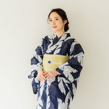 画像をギャラリービューアに読み込む, 浴衣 単品 レディース 芭蕉 葉 ベージュ 紺 ネイビー 単品 フリーサイズ 自分でコーディネートしたい 手持ちの帯と合わせたい方に