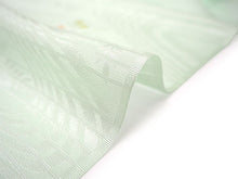 画像をギャラリービューアに読み込む, 帯揚げ 帯締め セット 夏用 正絹 カジュアル 平組 黄緑地 流水柄 桔梗 帯あげ 渋黄緑×白 レース 帯〆 絽目の透け感が涼し気 夏着物に