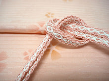 画像をギャラリービューアに読み込む, 帯揚げ 帯締め セット 夏用 正絹 カジュアル 平組 ピンクベージュ地 萩 撫子 芝草 帯あげ ピンク×白 レース 帯〆 絽目の透け感が涼し気 夏着物に