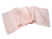 画像をギャラリービューアに読み込む, 帯揚げ 帯締め セット 夏用 正絹 カジュアル 平組 ピンク色地 流水 百合 笹 帯あげ ピンク×白 レース 帯〆 絽目の透け感が涼し気 夏着物に