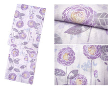 画像をギャラリービューアに読み込む, 浴衣 レディース 単品 みすずうた フリーサイズ パープル 渋イエロー さざんか 椿 鳥 鈴 自分でコーディネートしたい 手持ちの帯と合わせたい方に