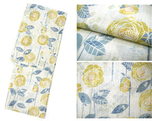 画像をギャラリービューアに読み込む, 浴衣 レディース 単品 みすずうた フリーサイズ パープル 渋イエロー さざんか 椿 鳥 鈴 自分でコーディネートしたい 手持ちの帯と合わせたい方に