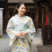 画像をギャラリービューアに読み込む, 浴衣 レディース 単品 みすずうた フリーサイズ パープル 渋イエロー さざんか 椿 鳥 鈴 自分でコーディネートしたい 手持ちの帯と合わせたい方に