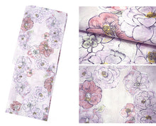 画像をギャラリービューアに読み込む, 浴衣 レディース 単品 みすずうた フリーサイズ 薄ピンク 薄パープル 青紫 ブルー 椿 鳥 鈴 自分でコーディネートしたい 手持ちの帯と合わせたい方に