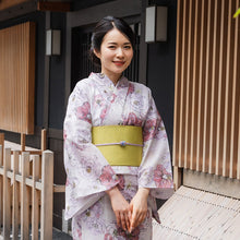 画像をギャラリービューアに読み込む, 浴衣 レディース 単品 みすずうた フリーサイズ 薄ピンク 薄パープル 青紫 ブルー 椿 鳥 鈴 自分でコーディネートしたい 手持ちの帯と合わせたい方に