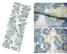 画像をギャラリービューアに読み込む, 浴衣 レディース 単品 みすずうた フリーサイズ ブルー 赤 格子 椿 鈴 自分でコーディネートしたい 手持ちの帯と合わせたい方に