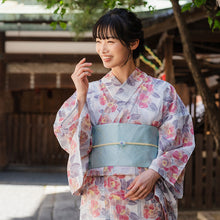 画像をギャラリービューアに読み込む, 浴衣 レディース 単品 みすずうた フリーサイズ ブルー 赤 格子 椿 鈴 自分でコーディネートしたい 手持ちの帯と合わせたい方に