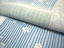 画像をギャラリービューアに読み込む, 洗える夏着物 4点セット Mサイズ 水色地 市松 桜柄 きもの 紺 菱 花 名古屋帯 正絹帯揚げ帯締め コーディネートの不安解消 お仕立て済みなので届いたらすぐにおでかけ