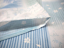 画像をギャラリービューアに読み込む, 洗える夏着物 4点セット Mサイズ 水色地 市松 桜柄 きもの 紺 菱 花 名古屋帯 正絹帯揚げ帯締め コーディネートの不安解消 お仕立て済みなので届いたらすぐにおでかけ