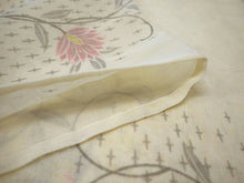 画像をギャラリービューアに読み込む, 洗える夏着物 4点セット Mサイズ クリーム地 更紗柄 きもの 渋紫 萩 名古屋帯 正絹帯揚げ帯締め コーディネートの不安解消 お仕立て済みなので届いたらすぐにおでかけ