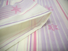 画像をギャラリービューアに読み込む, 洗える夏着物 4点セット Mサイズ 白地 縞 雪花柄 きもの 渋紫 ドット 名古屋帯 正絹帯揚げ帯締め コーディネートの不安解消 お仕立て済みなので届いたらすぐにおでかけ