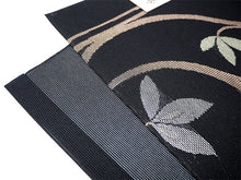 画像をギャラリービューアに読み込む, 洗える夏着物 4点セット Mサイズ 紫地 横段 縞柄 きもの 黒 ツタ 名古屋帯 正絹帯揚げ帯締め コーディネートの不安解消 お仕立て済みなので届いたらすぐにおでかけ