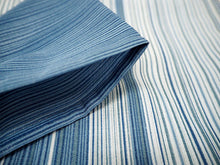 画像をギャラリービューアに読み込む, 洗える夏着物 4点セット Mサイズ 渋青地 縞柄 きもの 淡い水色 格子 名古屋帯 正絹帯揚げ帯締め コーディネートの不安解消 お仕立て済みなので届いたらすぐにおでかけ