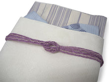 画像をギャラリービューアに読み込む, 洗える夏着物 4点セット Lサイズ オフホワイト地 縞 萩柄 きもの 白 萩 名古屋帯 正絹帯揚げ帯締め コーディネートの不安解消 お仕立て済みなので届いたらすぐにおでかけ