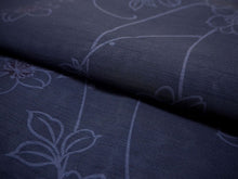 画像をギャラリービューアに読み込む, 洗える夏着物 4点セット Lサイズ 紺地 枝桜柄 きもの 水色 リーフ 名古屋帯 正絹帯揚げ帯締め コーディネートの不安解消 お仕立て済みなので届いたらすぐにおでかけ
