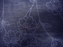 画像をギャラリービューアに読み込む, 洗える夏着物 4点セット Lサイズ 紺地 枝桜柄 きもの 水色 リーフ 名古屋帯 正絹帯揚げ帯締め コーディネートの不安解消 お仕立て済みなので届いたらすぐにおでかけ