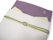 画像をギャラリービューアに読み込む, 洗える夏着物 4点セット Lサイズ 渋紫 色紙柄 きもの 白 リーフ 名古屋帯 正絹帯揚げ帯締め コーディネートの不安解消 お仕立て済みなので届いたらすぐにおでかけ