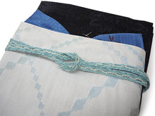 画像をギャラリービューアに読み込む, 洗える夏着物 4点セット Lサイズ 黒 花柄 きもの 水色 菱繋ぎ 名古屋帯 正絹帯揚げ帯締め コーディネートの不安解消 お仕立て済みなので届いたらすぐにおでかけ