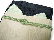画像をギャラリービューアに読み込む, 洗える夏着物 4点セット Lサイズ 濃いグレー 花柄 きもの ベージュ 波 青海波 名古屋帯 正絹帯揚げ帯締め コーディネートの不安解消 お仕立て済みなので届いたらすぐにおでかけ