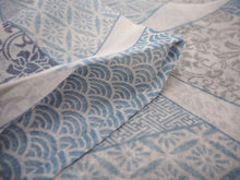 画像をギャラリービューアに読み込む, 洗える夏着物 4点セット Lサイズ オフホワイト 裂取 唐草 青海波 きもの 黄緑 花繋ぎ柄 名古屋帯 正絹帯揚げ帯締め コーディネートの不安解消 お仕立て済みなので届いたらすぐにおでかけ