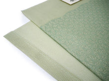 画像をギャラリービューアに読み込む, 洗える夏着物 4点セット Lサイズ オフホワイト 裂取 唐草 青海波 きもの 黄緑 花繋ぎ柄 名古屋帯 正絹帯揚げ帯締め コーディネートの不安解消 お仕立て済みなので届いたらすぐにおでかけ