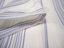 画像をギャラリービューアに読み込む, 夏着物 洗える 単品 レディース 紗 M 白地 藤色 縞 花の丸 仕立て上がりだから届いたらすぐ着れる 自宅で洗濯できてメンテナンスが楽