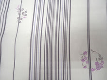 画像をギャラリービューアに読み込む, 夏着物 洗える 単品 レディース 紗 M 白地 グレー 縞 花の丸 仕立て上がりだから届いたらすぐ着れる 自宅で洗濯できてメンテナンスが楽