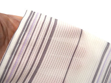 画像をギャラリービューアに読み込む, 夏着物 洗える 単品 レディース 紗 M 白地 グレー 縞 花の丸 仕立て上がりだから届いたらすぐ着れる 自宅で洗濯できてメンテナンスが楽