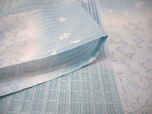 画像をギャラリービューアに読み込む, 夏着物 洗える 単品 レディース 紗 L 水色地 市松 花 桜 仕立て上がりだから届いたらすぐ着れる 自宅で洗濯できてメンテナンスが楽