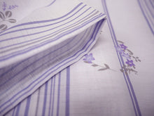 画像をギャラリービューアに読み込む, 夏着物 洗える 単品 レディース 紗 M L 藤色地 縞 花の丸 仕立上り 丸洗い 洗濯可能 和装 和服 夏きもの ポリエステル 小紋