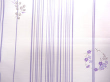 画像をギャラリービューアに読み込む, 夏着物 洗える 単品 レディース 紗 M L 藤色地 縞 花の丸 仕立上り 丸洗い 洗濯可能 和装 和服 夏きもの ポリエステル 小紋