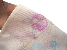 画像をギャラリービューアに読み込む, 夏着物 洗える 単品 レディース 紗 L アイボリー地 麻の葉 なでしこ 仕立て上がりだから届いたらすぐ着れる 自宅で洗濯できてメンテナンスが楽