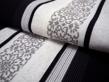 画像をギャラリービューアに読み込む, 夏着物 洗える 単品 レディース 紗 L 黒地 縞 華紋 仕立て上がりだから届いたらすぐ着れる 自宅で洗濯できてメンテナンスが楽