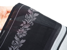 画像をギャラリービューアに読み込む, 夏着物 洗える 単品 レディース 紗 L 黒地 縞 華紋 仕立て上がりだから届いたらすぐ着れる 自宅で洗濯できてメンテナンスが楽